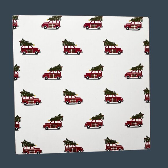 Pottery Barn Placemats Christmas Tree Woody Car Cork Set of 4 Holiday Decor - Picture 5 of 7